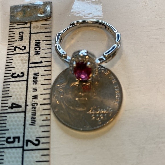 Womens Pink Oval Crystal Ring Faux Cubic Zirconia Diamonds with adjustable band - Picture 5 of 9